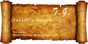 Tallér Gergő névjegykártya